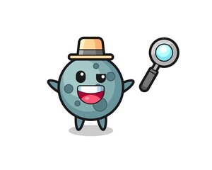 illustration of the asteroid mascot as a detective who manages to solve a case