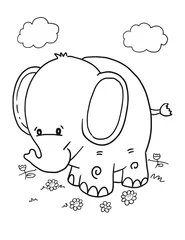 Gordijnen Schattige olifant vector kleurboek pagina kunst © Blue Foliage