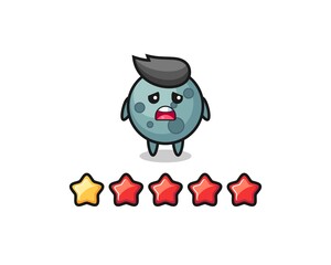 the illustration of customer bad rating, asteroid cute character with 1 star