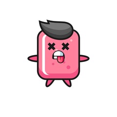 character of the cute bubble gum with dead pose