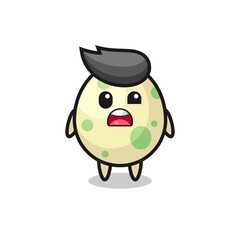 the shocked face of the cute spotted egg mascot