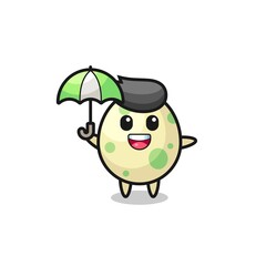 cute spotted egg illustration holding an umbrella