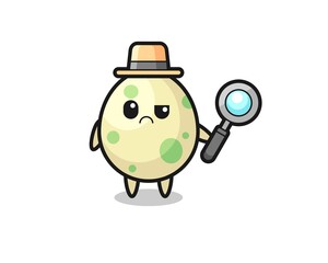 the mascot of cute spotted egg as a detective