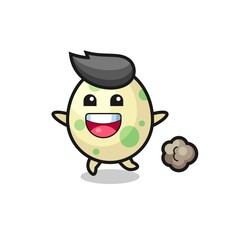the happy spotted egg cartoon with running pose