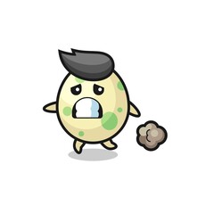 illustration of the spotted egg running in fear