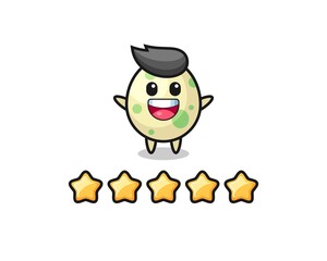 the illustration of customer best rating, spotted egg cute character with 5 stars