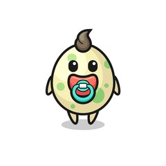 baby spotted egg cartoon character with pacifier