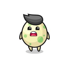 spotted egg illustration with apologizing expression, saying I am sorry