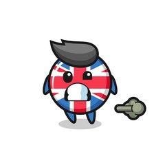 the illustration of the united kingdom flag badge cartoon doing fart