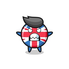 wrathful expression of the united kingdom flag badge mascot character