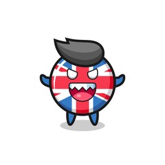 illustration of evil united kingdom flag badge mascot character