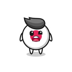 the shocked face of the cute japan flag badge mascot