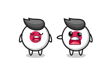 illustration of the argue between two cute japan flag badge characters