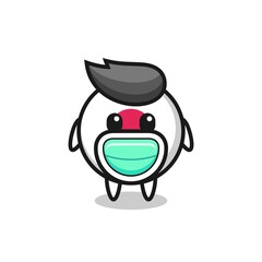 Obraz premium cute japan flag badge cartoon wearing a mask
