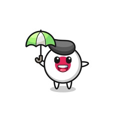 cute japan flag badge illustration holding an umbrella