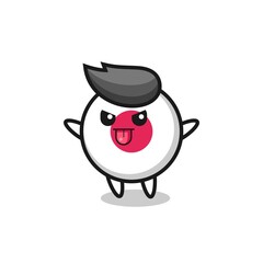 naughty japan flag badge character in mocking pose