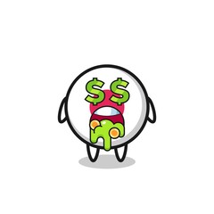 japan flag badge character with an expression of crazy about money