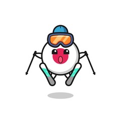 japan flag badge mascot character as a ski player