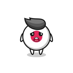 Fototapeta premium disappointed expression of the japan flag badge cartoon