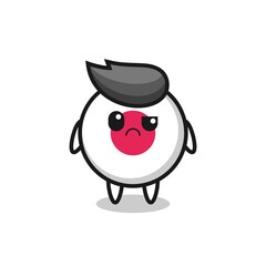 the mascot of the japan flag badge with sceptical face