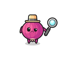 the mascot of cute onion as a detective