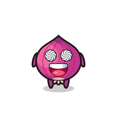 cute onion character with hypnotized eyes