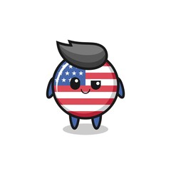 united states flag badge cartoon with an arrogant expression