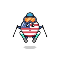 united states flag badge mascot character as a ski player