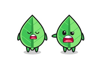 illustration of the argue between two cute leaf characters