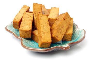 Dried bean curd on white background