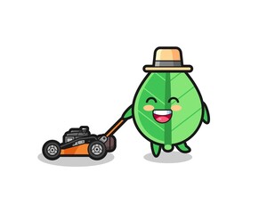 illustration of the leaf character using lawn mower