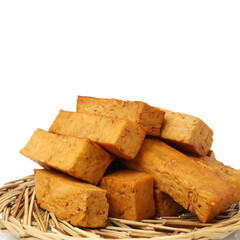 Dried bean curd on white background