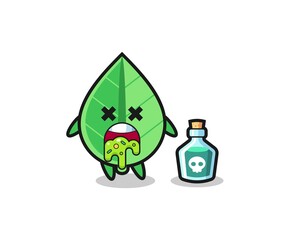 illustration of an leaf character vomiting due to poisoning