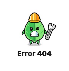 error 404 with the cute leaf mascot