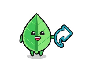 cute leaf hold social media share symbol