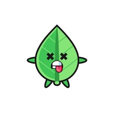 character of the cute leaf with dead pose