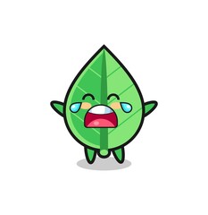 the illustration of crying leaf cute baby