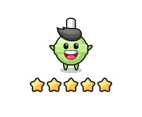 the illustration of customer best rating, lollipop cute character with 5 stars