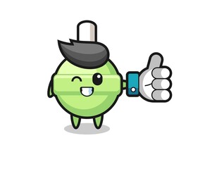 cute lollipop with social media thumbs up symbol
