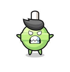 wrathful expression of the lollipop mascot character