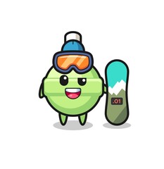 Illustration of lollipop character with snowboarding style