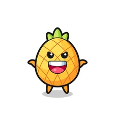 the illustration of cute pineapple doing scare gesture