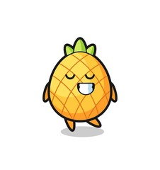 pineapple cartoon illustration with a shy expression