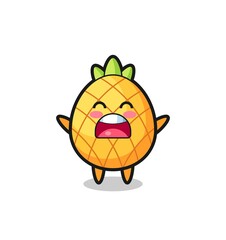 cute pineapple mascot with a yawn expression