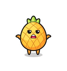 Obraz premium pineapple mascot character saying I do not know