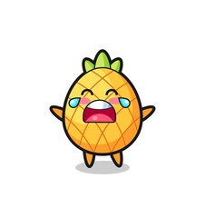 the illustration of crying pineapple cute baby