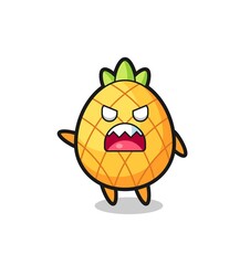 cute pineapple cartoon in a very angry pose