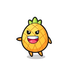 pineapple cartoon with very excited pose