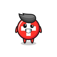 cute switzerland flag badge mascot with an optimistic face