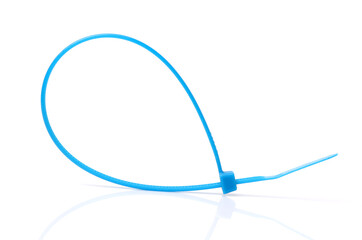 Plastic cable ties on a white background